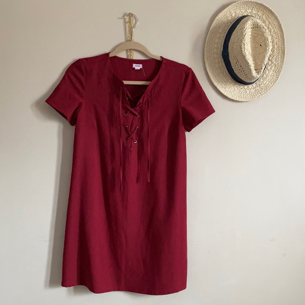 Burgundy Casual Shift Dress